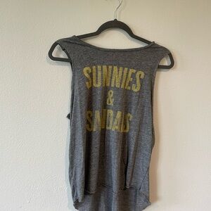 Gray Tank Top with Yellow Print